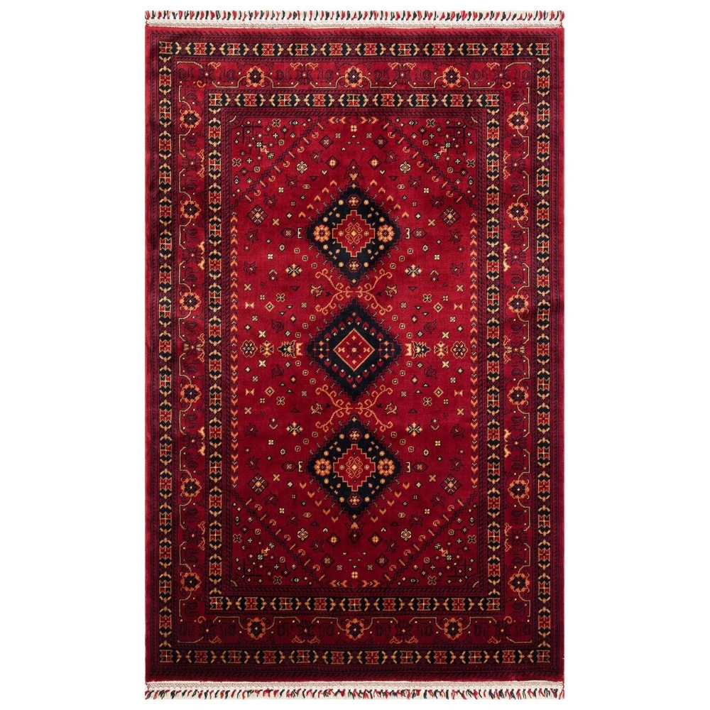 Eko Halı Nostalji 961 Kırmızı Afgan Bambu Uşak Halısı