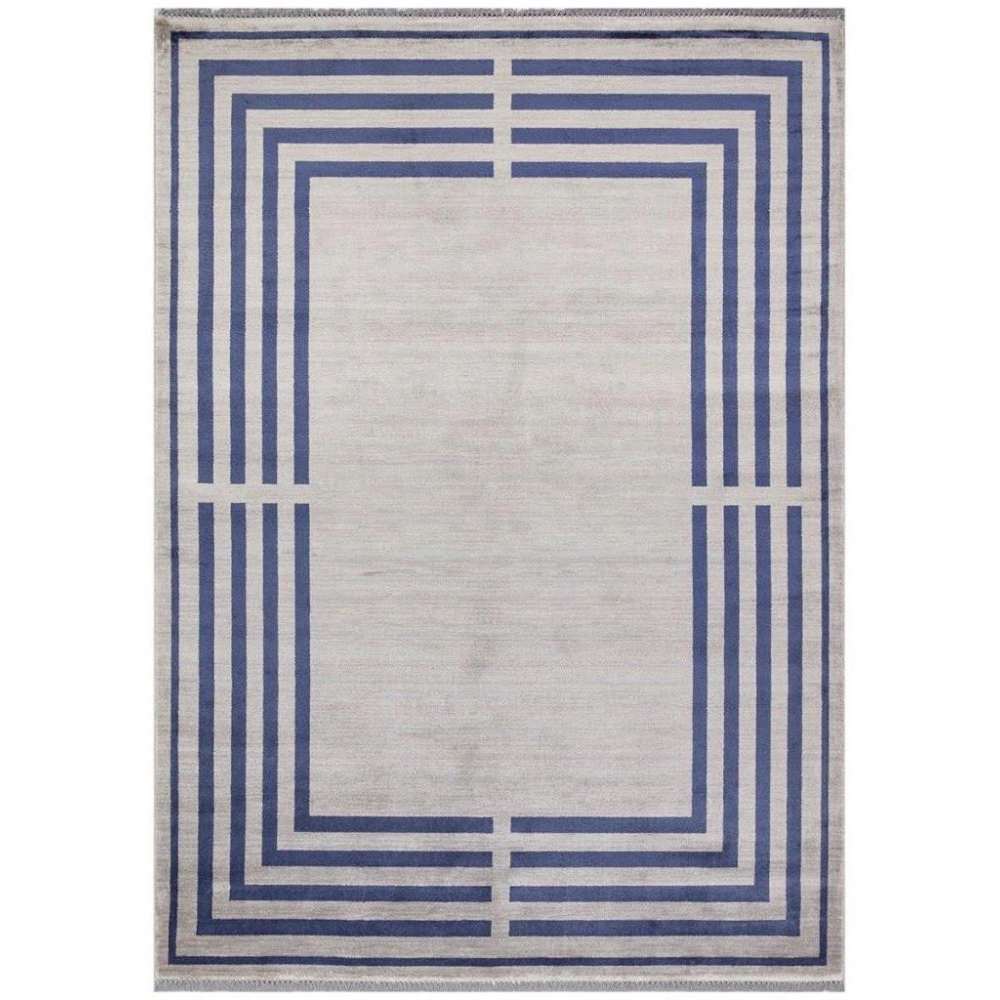 Hoom Rugs York 205 Lacivert Çerçeveli Modern Salon Halısı