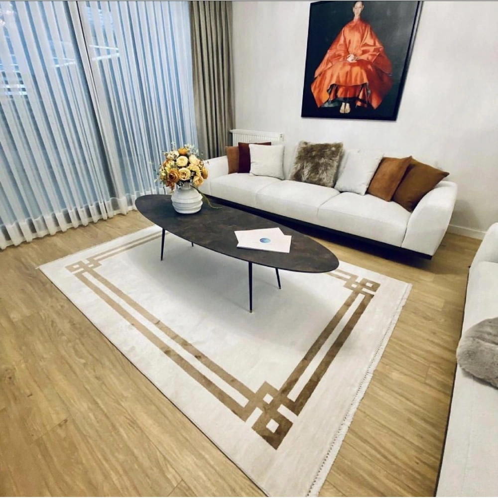 Hoom Rugs York 201 Gold Çerçeveli Modern Salon Halısı