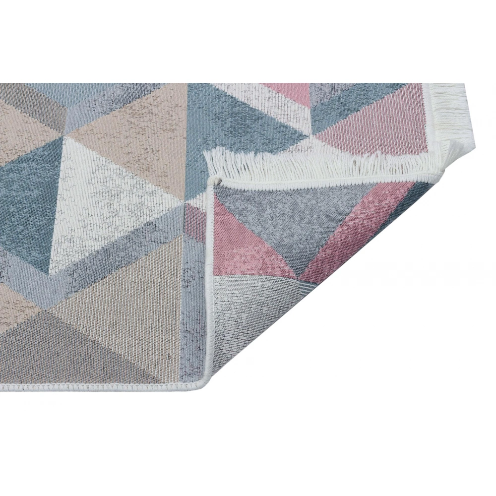 Eko Hali Arya Ar 10 Blue Pink Yikanabilir Pamuk Cift Tarafli Kilim