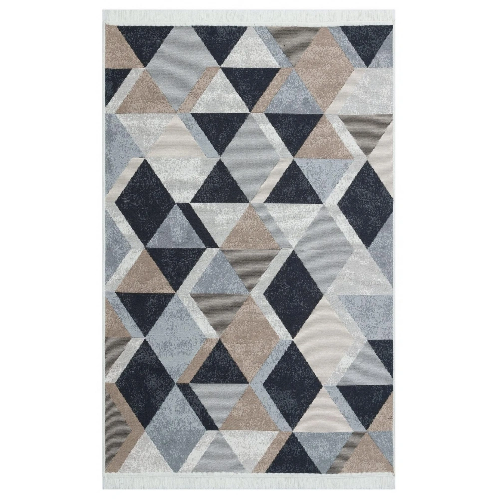 Eko Halı Arya AR 10 Beige Black Yıkanabilir Pamuk Çift Taraflı Kilim