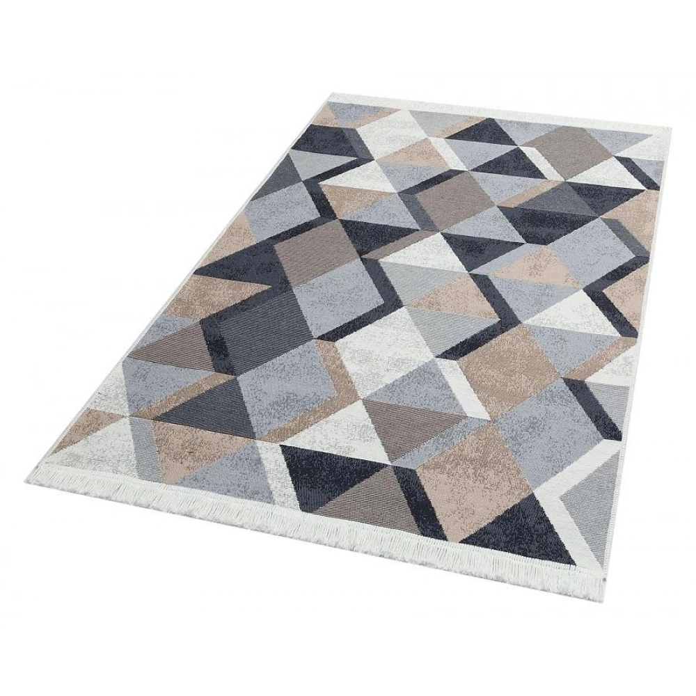 Eko Halı Arya AR 10 Beige Black Yıkanabilir Pamuk Çift Taraflı Kilim