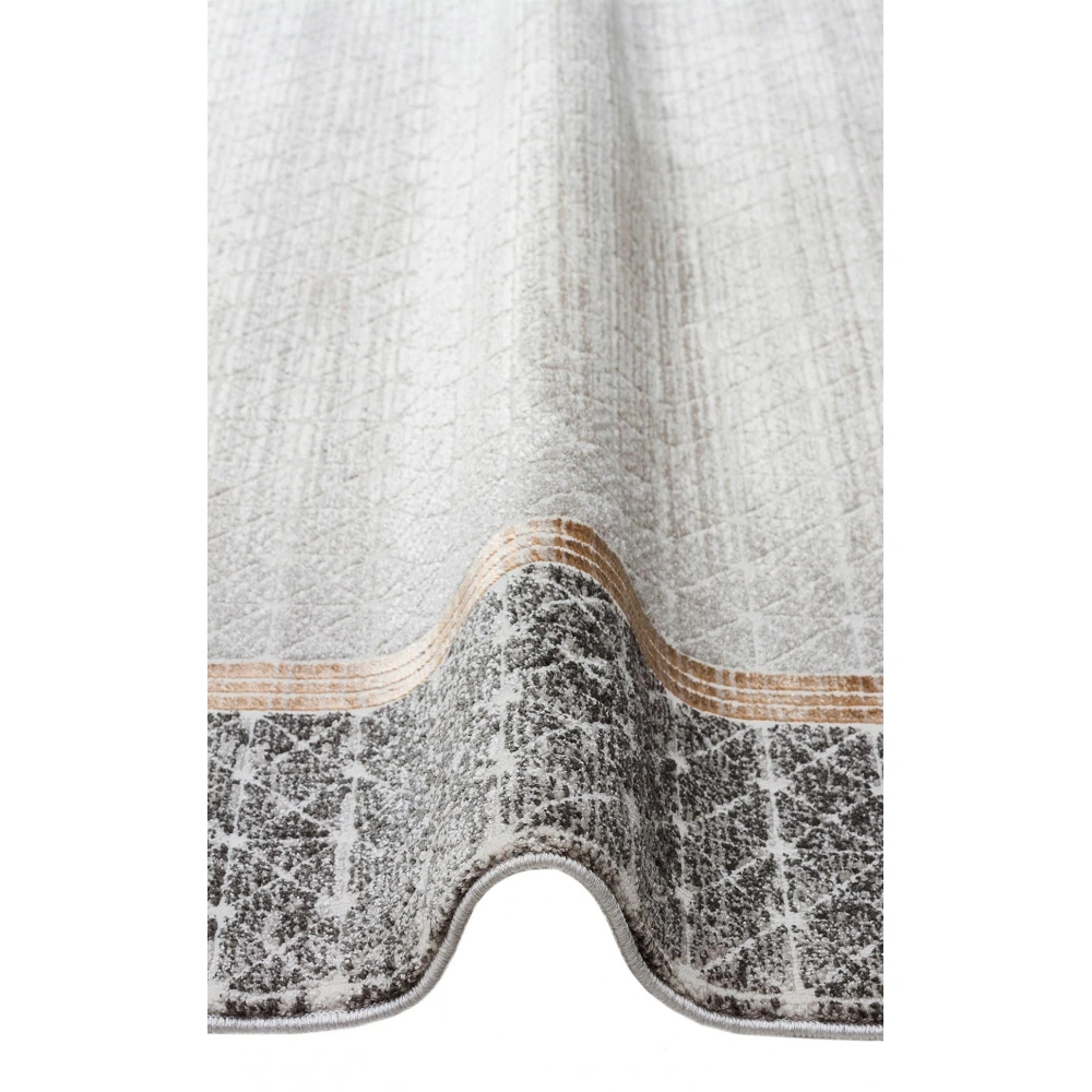 Eko Halı Lisbon New LS 06 Cream Gold Parlak Dokulu Modern Desenli Renkli Metalik Işıltılı Makine Halısı