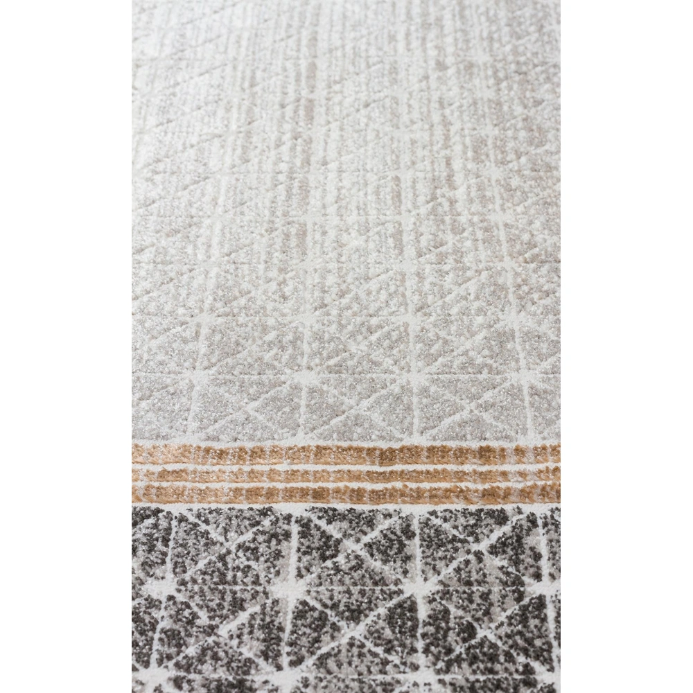 Eko Halı Lisbon New LS 06 Cream Gold Parlak Dokulu Modern Desenli Renkli Metalik Işıltılı Makine Halısı