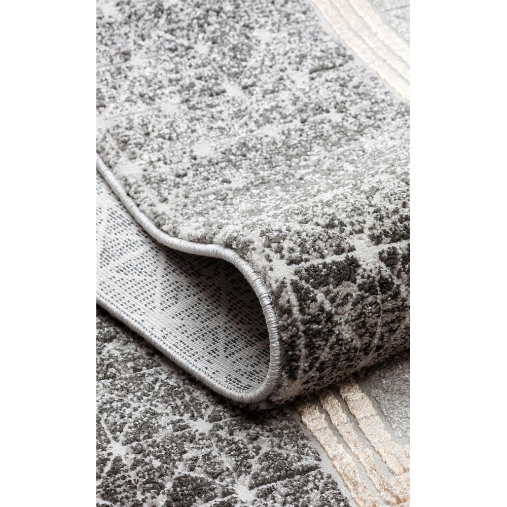 Eko Halı Lisbon New LS 06 Cream Gold Parlak Dokulu Modern Desenli Renkli Metalik Işıltılı Makine Halısı