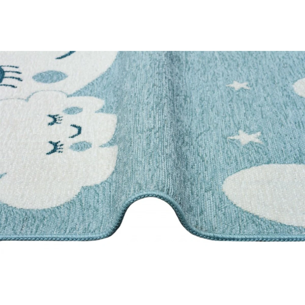 Eko Halı Noa Baby NB 02 Blue Yıkanabilir Çift Taraflı Yumuşak Dokulu İnce Çocuk-Bebek Odası Halısı