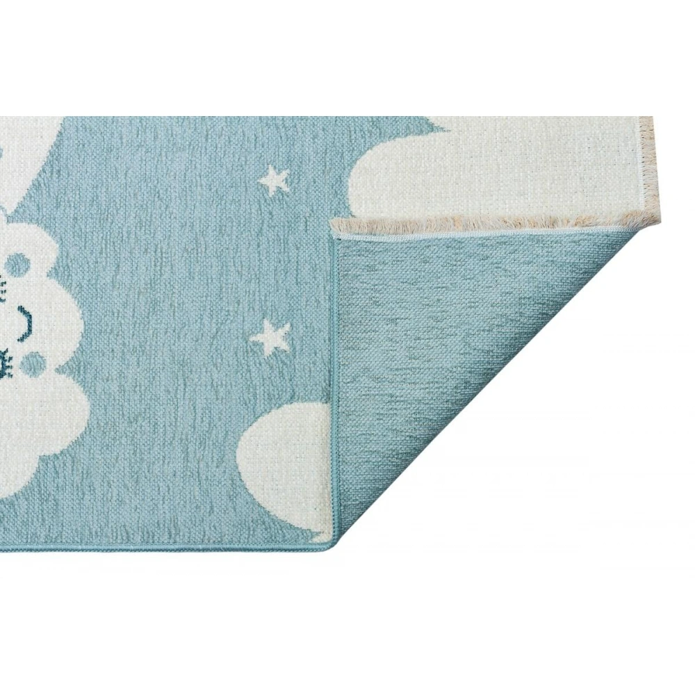 Eko Halı Noa Baby NB 02 Blue Yıkanabilir Çift Taraflı Yumuşak Dokulu İnce Çocuk-Bebek Odası Halısı