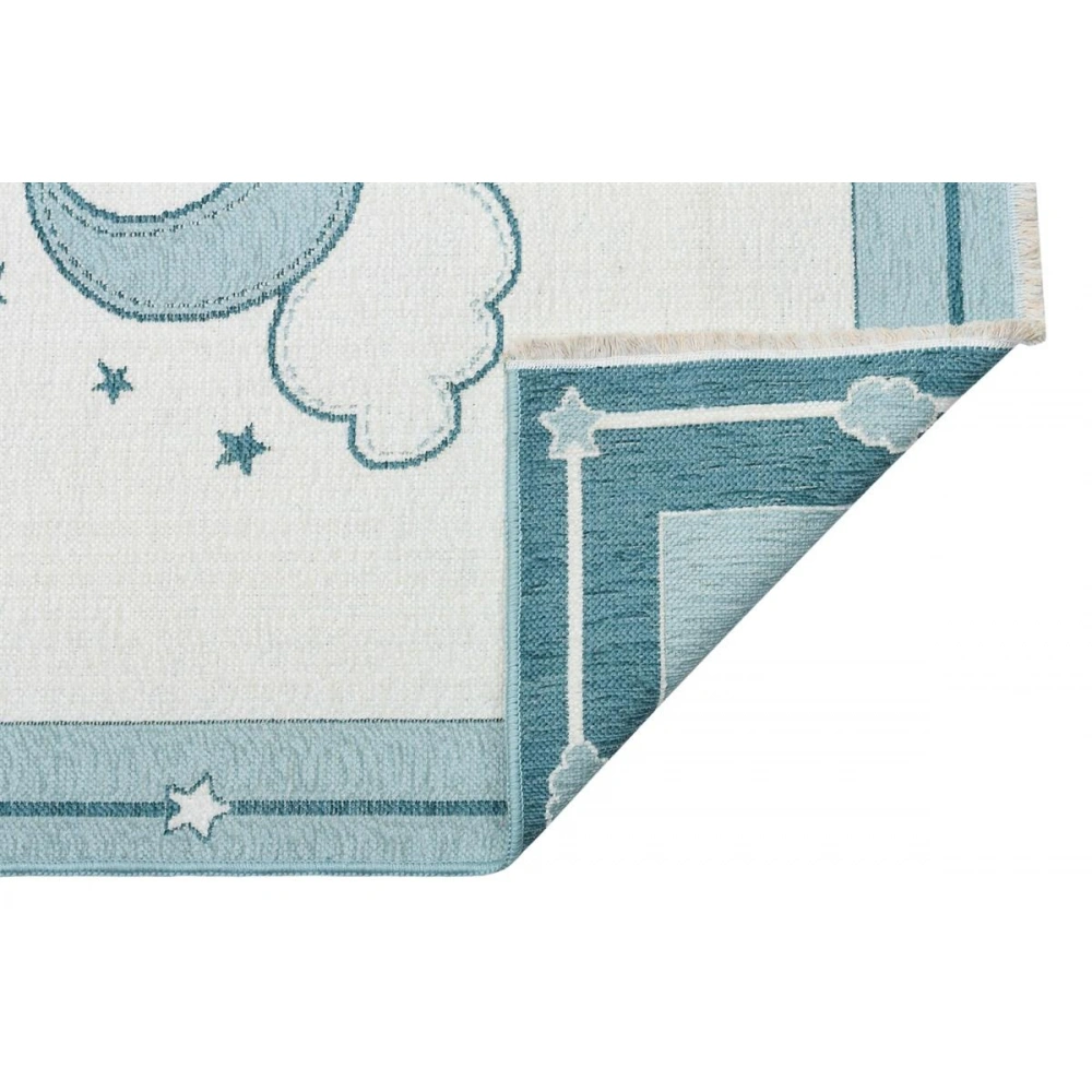 Eko Halı Noa Baby NB 01 Blue Yıkanabilir Çift Taraflı Yumuşak Dokulu İnce Çocuk-Bebek Odası Halısı