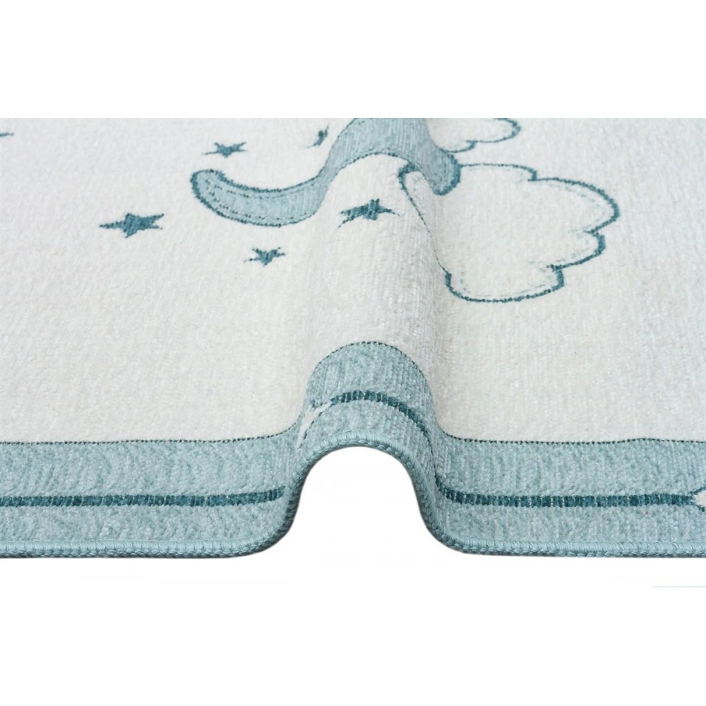 Eko Halı Noa Baby NB 01 Blue Yıkanabilir Çift Taraflı Yumuşak Dokulu İnce Çocuk-Bebek Odası Halısı