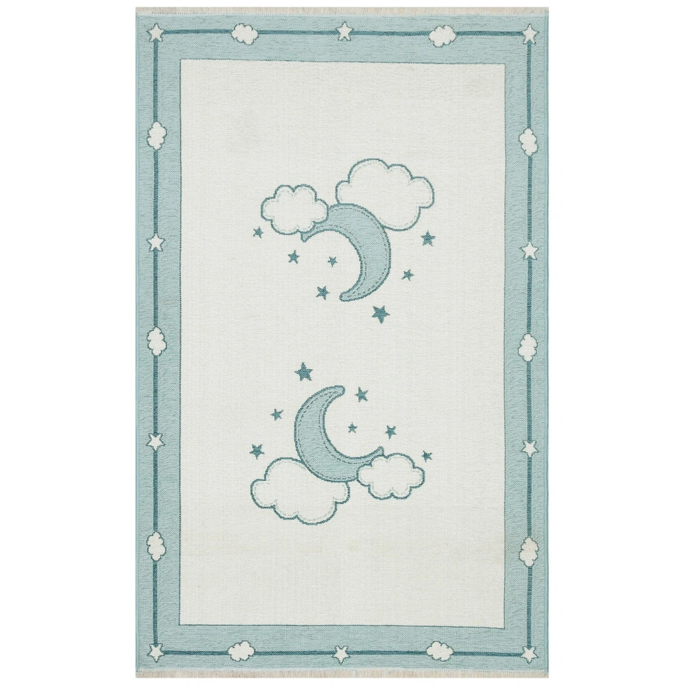 Eko Halı Noa Baby NB 01 Blue Yıkanabilir Çift Taraflı Yumuşak Dokulu İnce Çocuk-Bebek Odası Halısı