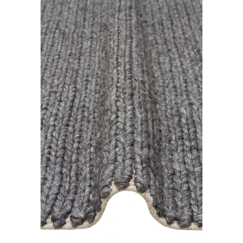 Eko Halı Jade Basketweave Antrasit Naturel Kazak Örgü Desenli El Dokuma Örgü Kilim