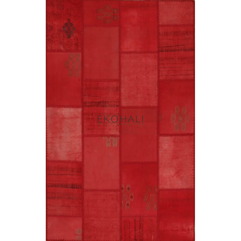 Eko Halı Alaçatı ALC 01 Red El Dokuma Patchwork Halı