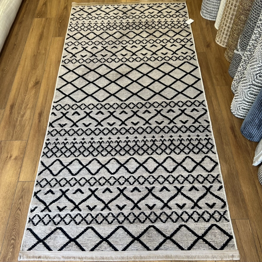 Hoom Rugs Retro 6201 V Vizon Modern Desenli Yıkanabilir Dokuma Kilim