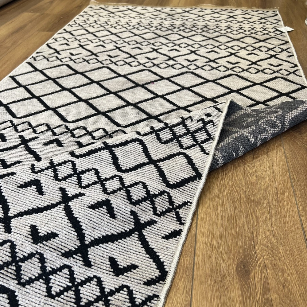 Hoom Rugs Retro 6201 V Vizon Modern Desenli Yıkanabilir Dokuma Kilim