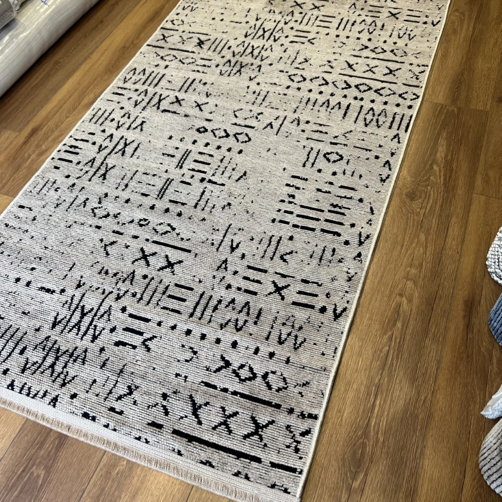 Hoom Rugs Retro 6202 V Vizon Modern Desenli Yıkanabilir Dokuma Kilim