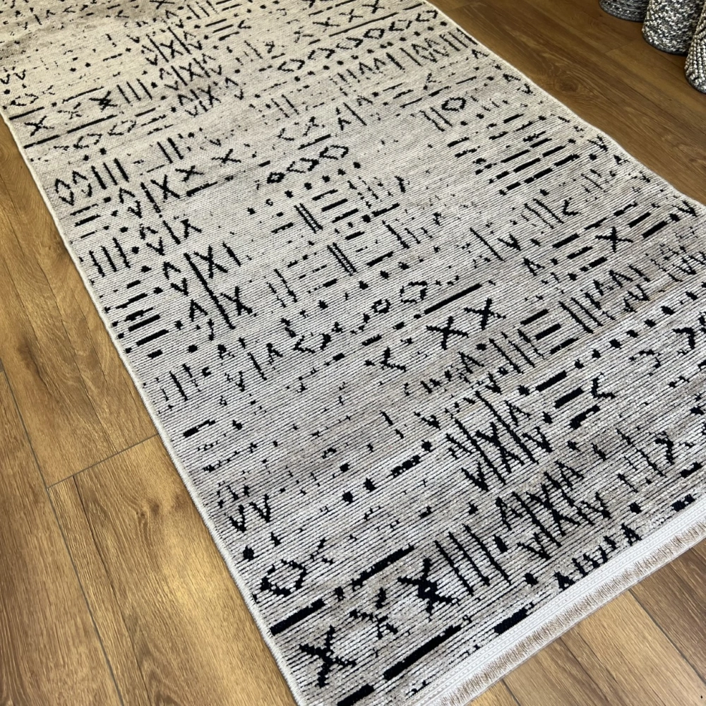 Hoom Rugs Retro 6202 V Vizon Modern Desenli Yıkanabilir Dokuma Kilim
