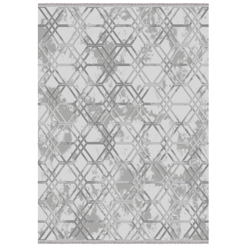 İpek Mekik Halı Gaspara 14683 Gri Modern Salon Halısı