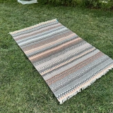 Eko Halı Bodrum BD 04 Natural Terra Fırsat Renkli Çift Taraflı Yıkanabilir Saçaklı Baskı Kilim