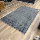 Hoom Rugs Overdye OVR02 Krem Koyu Gri Doğal Bambu Viskon Halı