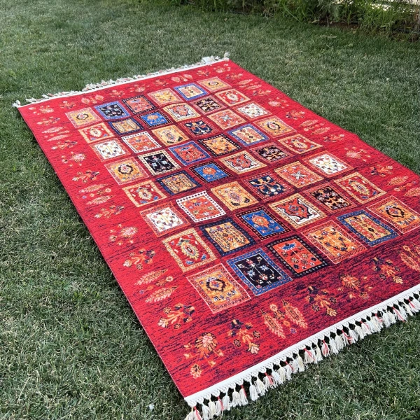 Tuğra Halı Şal 10650 Fırsat Etnik Desenli Modern Kilim