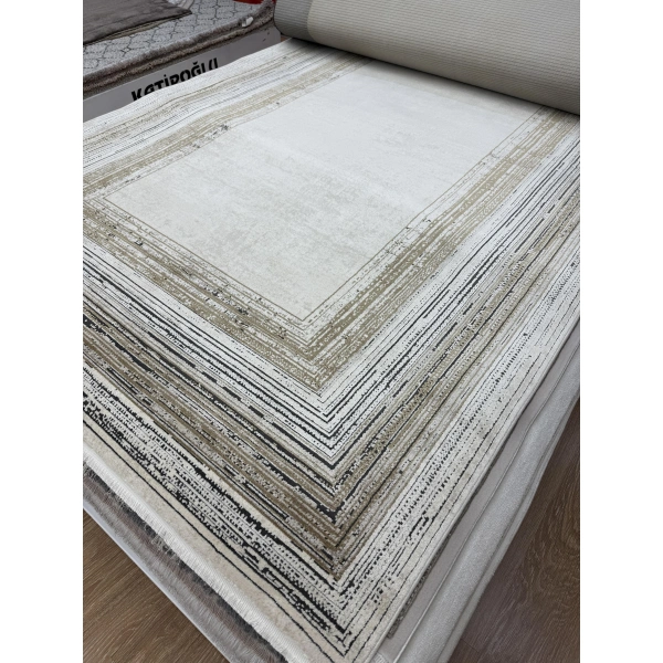 Hoom Rugs Elegant 10511 Krem Gold Çerçeveli Salon Halısı