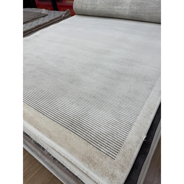 Hoom Rugs Elegant 10513 Krem Antrasit Çerçeveli Salon Halısı