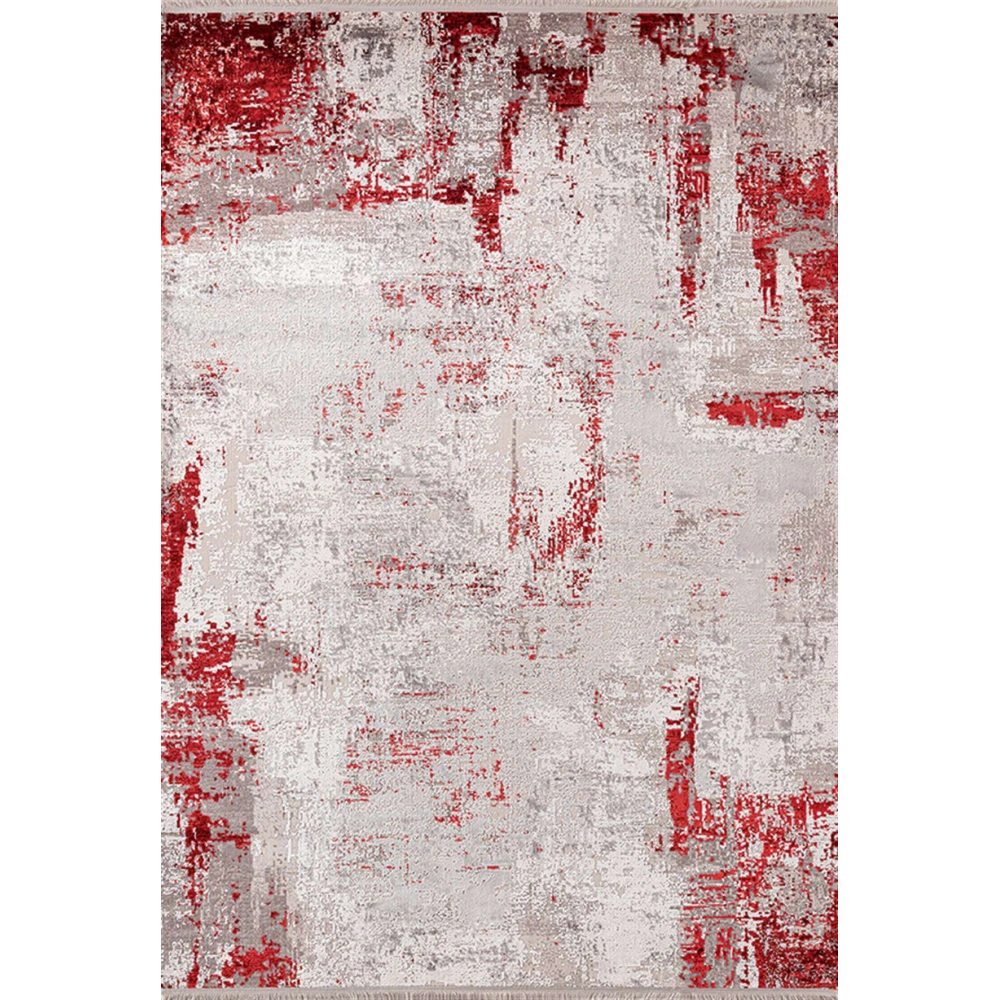 Sanat Halı Doku 1090 Gri Kırmızı Modern Salon Halısı