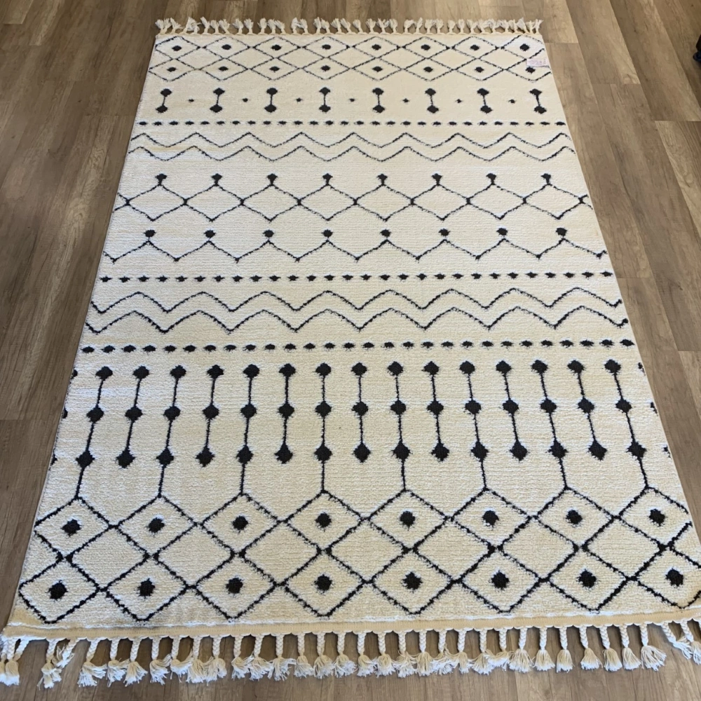 Hoom Rugs Monaco 3022 Siyah Beyaz İskandinav Halı
