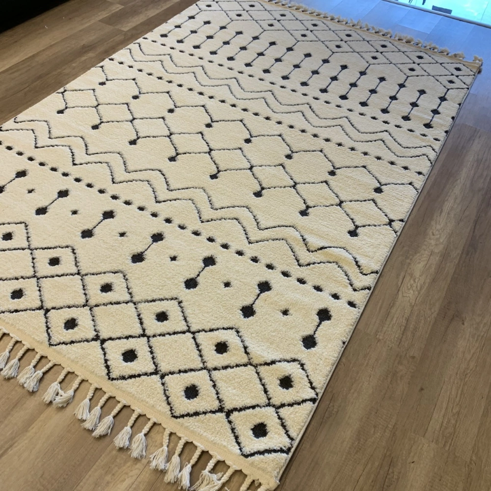 Hoom Rugs Monaco 3022 Siyah Beyaz İskandinav Halı