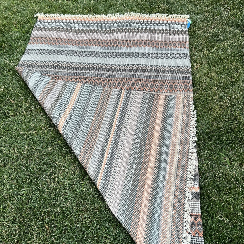 Eko Halı Bodrum BD 04 Natural Terra Fırsat Renkli Çift Taraflı Yıkanabilir Saçaklı Baskı Kilim