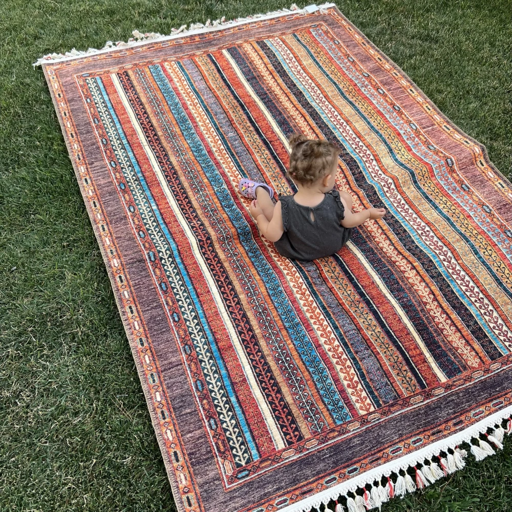 Tuğra Halı Şal 10630 Fırsat Etnik Desenli Modern Kilim