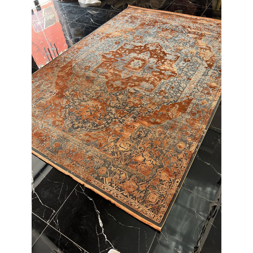 Elexus Halı Diamond 3774 Terra Koyu Gri Salon Halısı