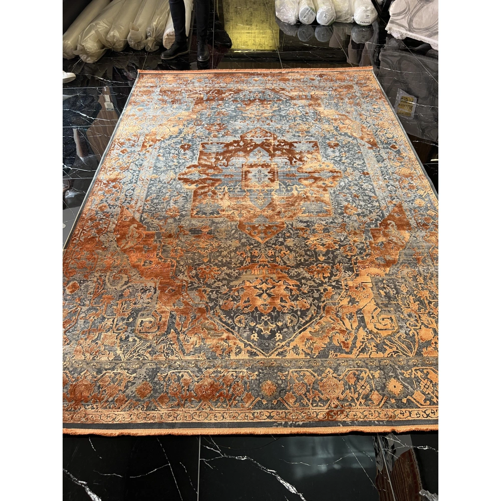 Elexus Halı Diamond 3774 Terra Koyu Gri Salon Halısı