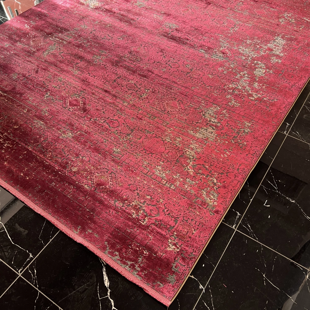 Elexus Halı Diamond 3827 Koyu Gri Kırmızı Salon Halısı