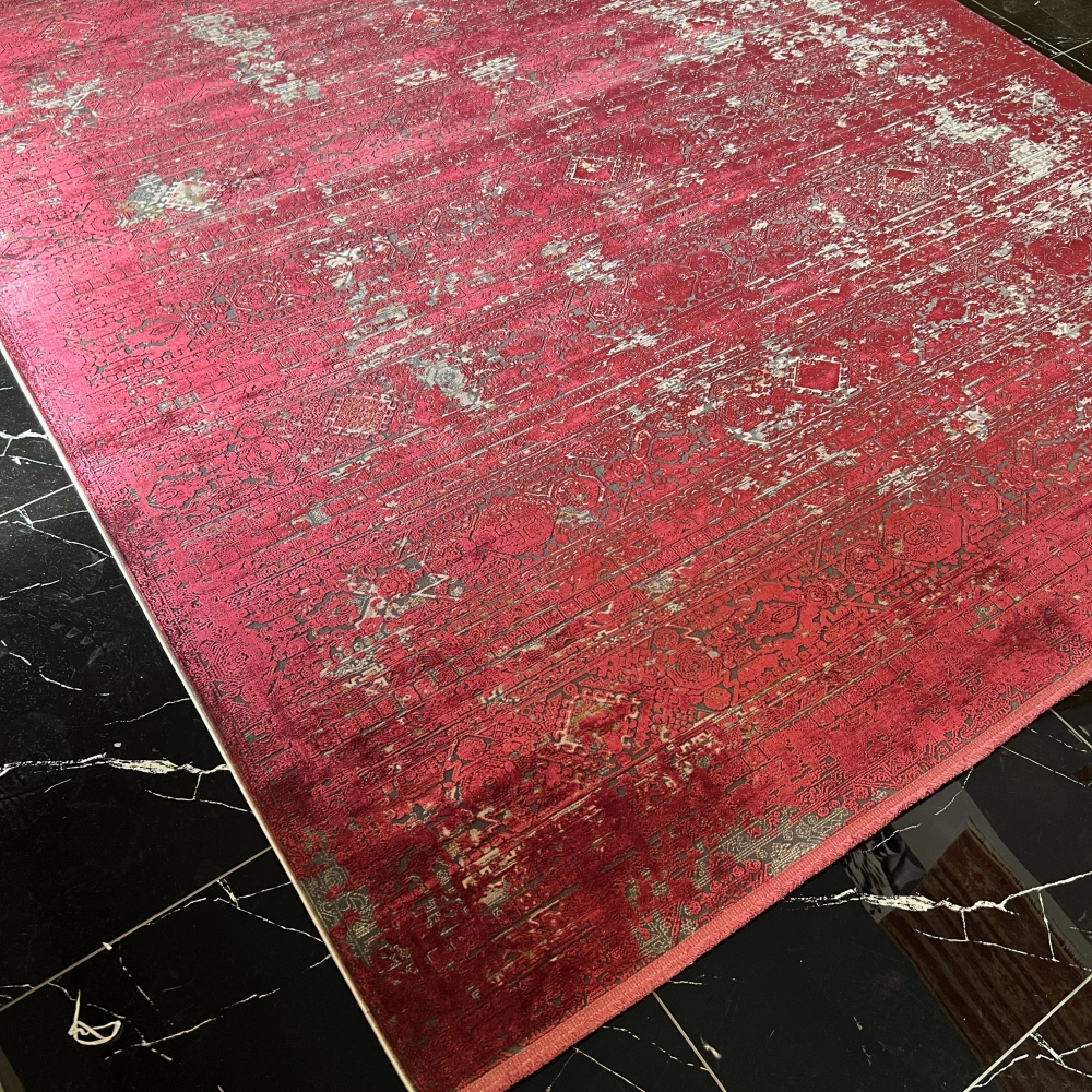 Elexus Halı Diamond 3827 Koyu Gri Kırmızı Salon Halısı