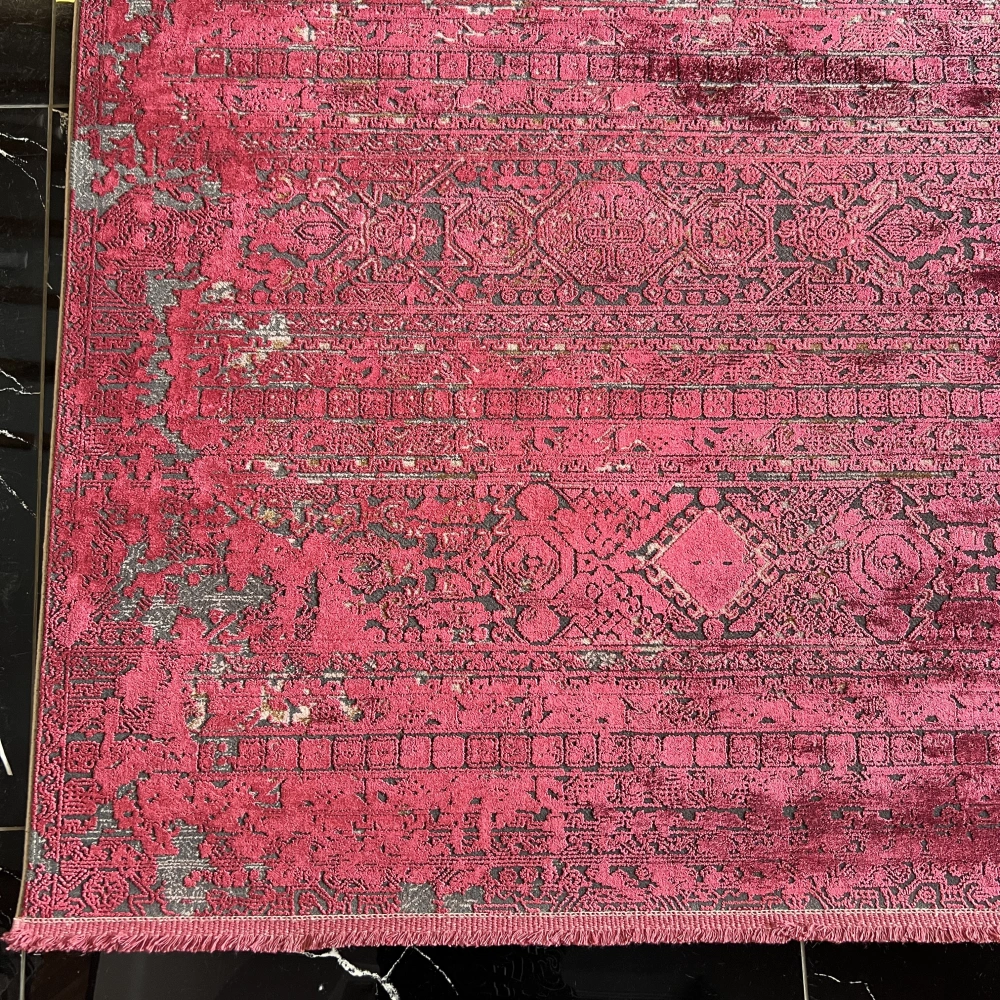 Elexus Halı Diamond 3827 Koyu Gri Kırmızı Salon Halısı