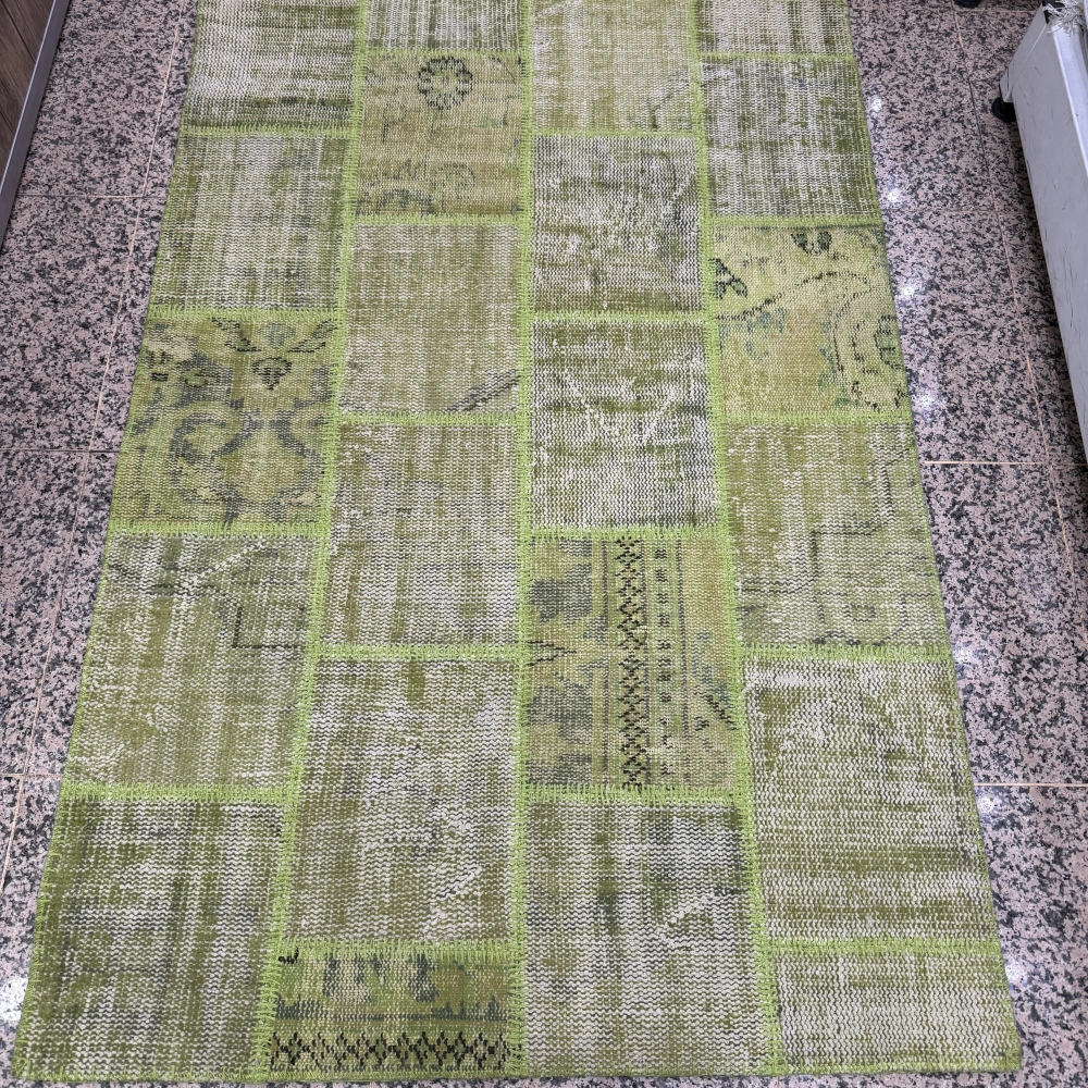 Hoom Rugs Antik Patchwork Yeşil El Dokuma Kilim