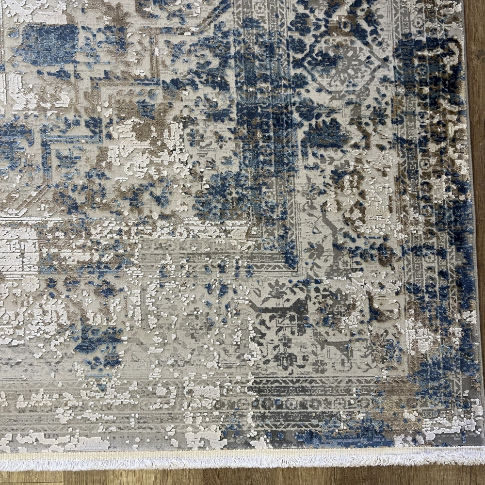 Hoom Rugs Exclusive Bamboo Knot OL15 D Krem Mavi Neo Klasik Salon Halısı