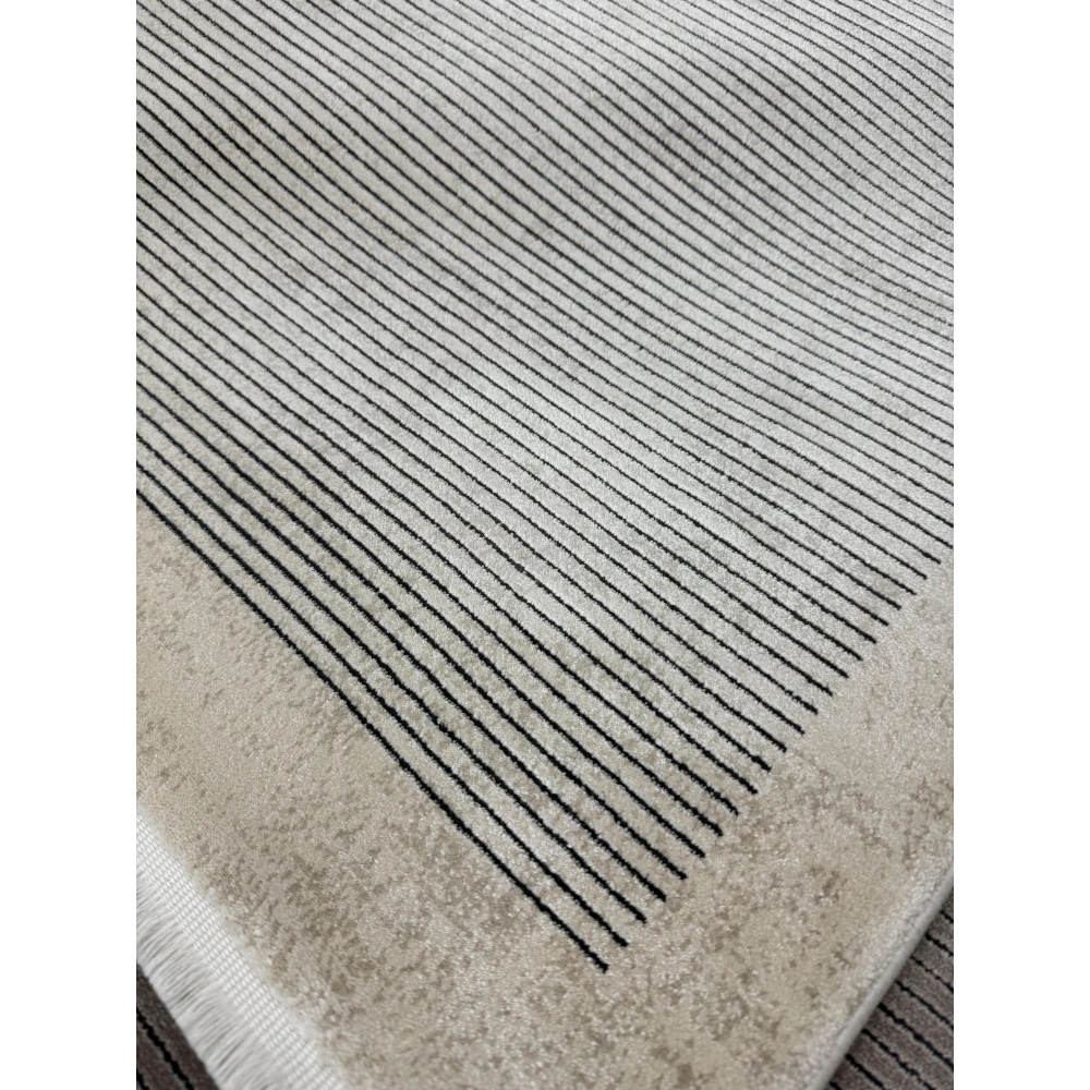 Hoom Rugs Elegant 10513 Krem Antrasit Çerçeveli Salon Halısı