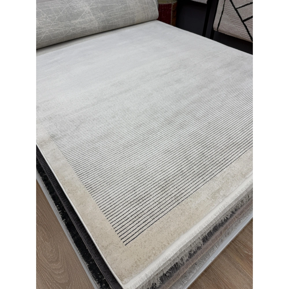 Hoom Rugs Elegant 10513 Krem Antrasit Çerçeveli Salon Halısı