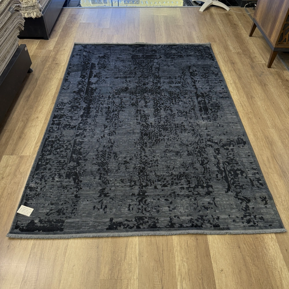 Hoom Rugs Overdye OVR02 Krem Koyu Gri Doğal Bambu Viskon Halı