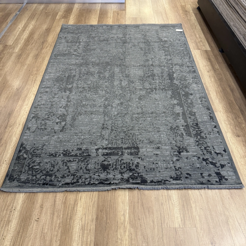 Hoom Rugs Overdye OVR02 Krem Koyu Gri Doğal Bambu Viskon Halı