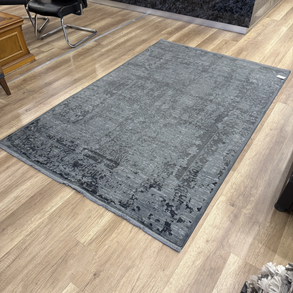 Hoom Rugs Overdye OVR02 Krem Koyu Gri Doğal Bambu Viskon Halı