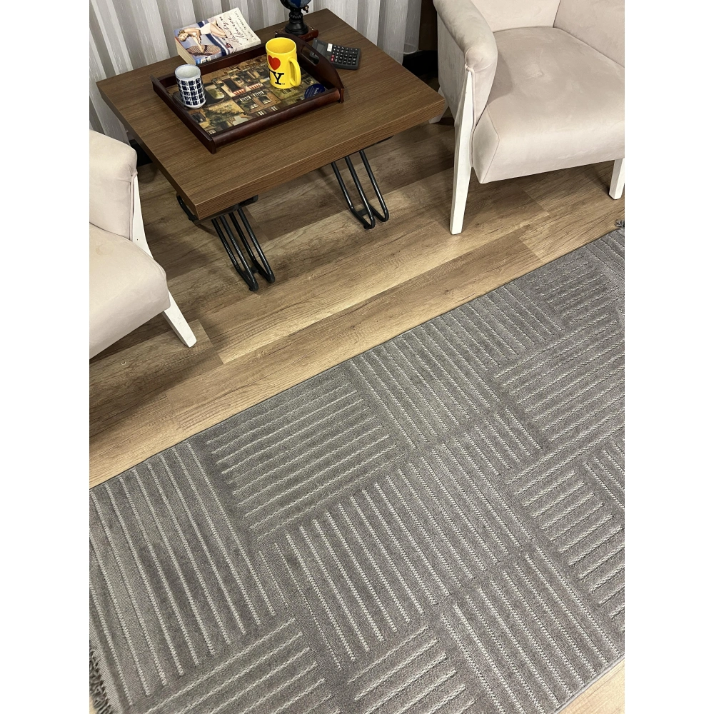 Hoom Rugs Prag 9202 Koyu Gri Modern Makina Halısı