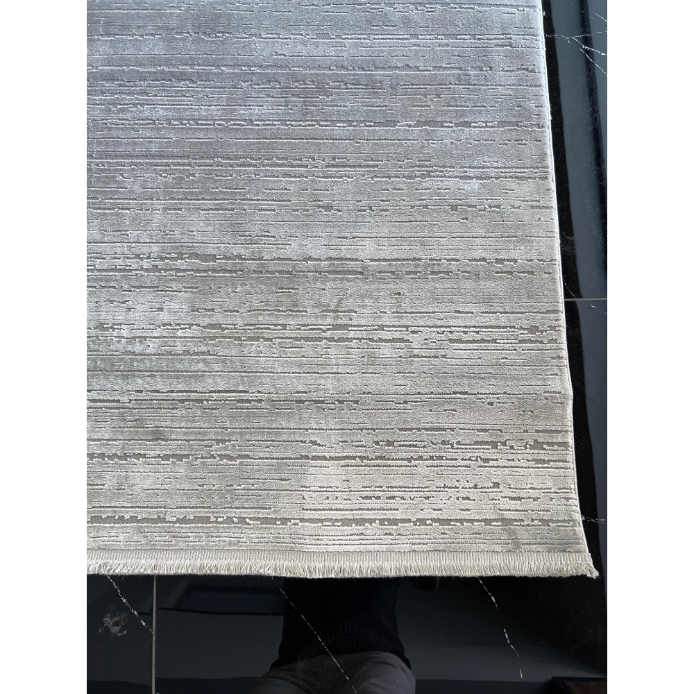 Sanat Halı Doku 3738 Gri Düz Modern Salon Halısı