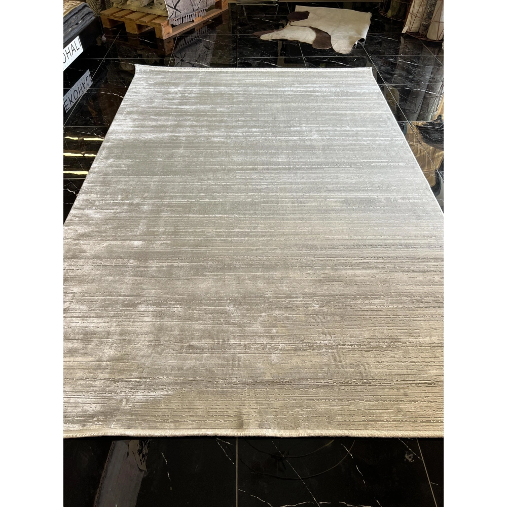 Sanat Halı Doku 3738 Gri Düz Modern Salon Halısı