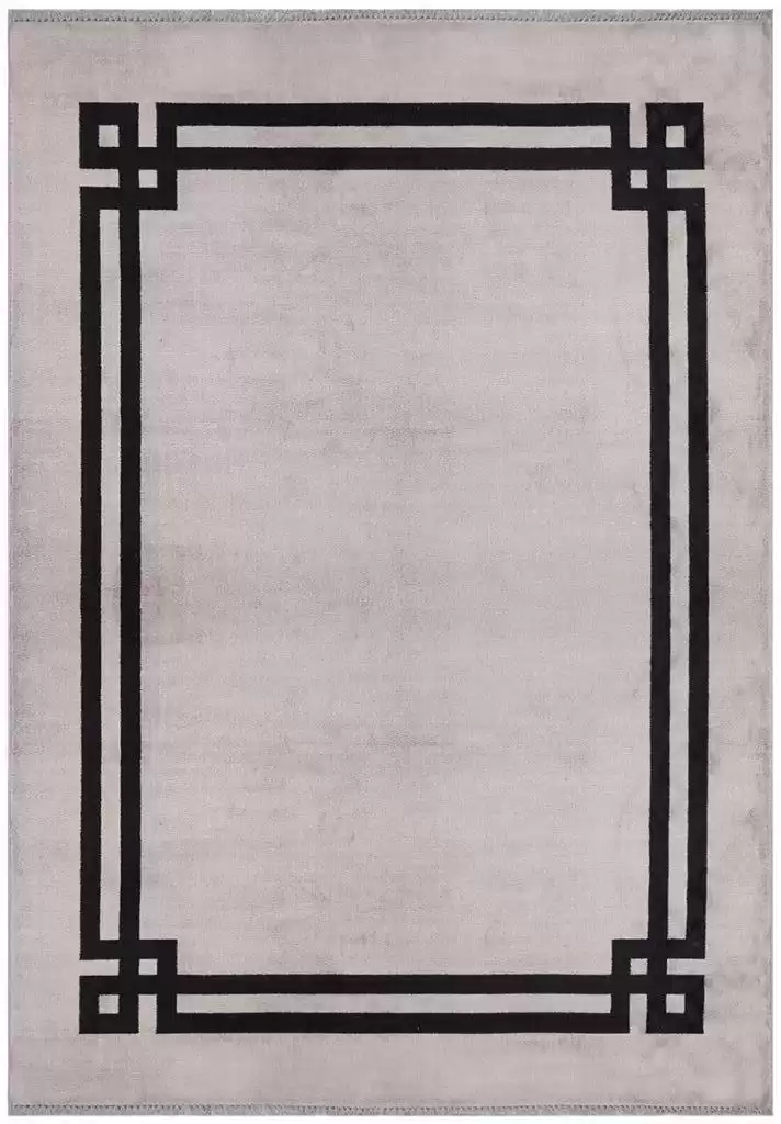 Hoom Rugs York 201 Gri Çerçeveli Modern Salon Halısı