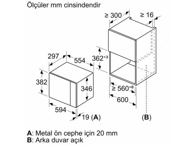Bosch BEL524MS0 20 lt Siyah Ankastre Mikrodalga Fırın