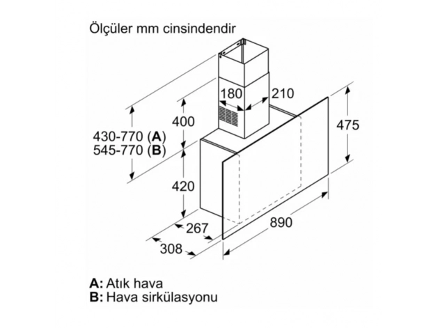 Bosch DWF95AJ60T 90 cm Siyah Cam Duvar Tipi Ankastre Davlumbaz