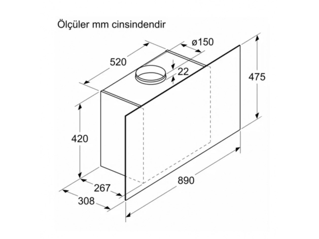 Bosch DWF95AJ60T 90 cm Siyah Cam Duvar Tipi Ankastre Davlumbaz